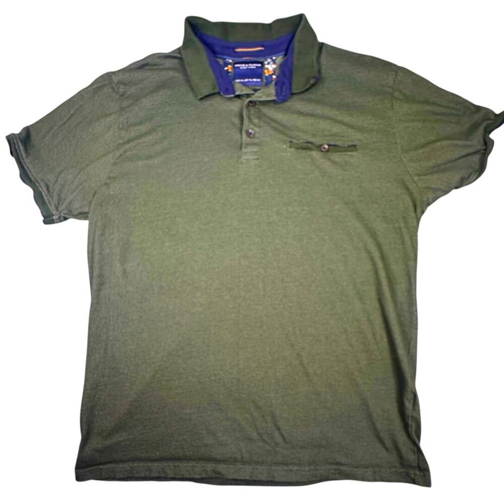 Denim & Flower Polo Shirt Heather Green Chest Pocket